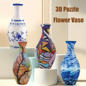 3D Puzzle Handmade Vase-Made of 160 Curved Plastic Jigsaw Blocks - Ideal Gift DIY Flower Vase Art Enthusiasts. No Glue Needed! Collectible Wall Decor Painting with High-Quality Splicing Craftsmanship. Perfect Birthday Present, Valentine's Day gift