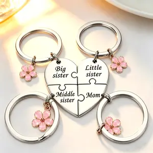 Gift for Mom & Sisters, Family Matching Engraved Puzzle Heart Keepsake 4Set