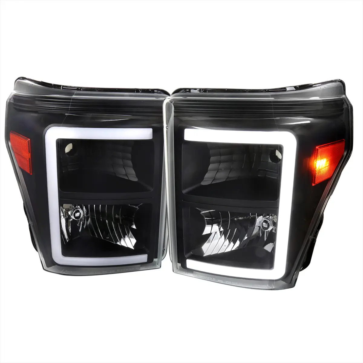 2011-2016 Ford F-250/F-350/F-450/F-550 Super Duty LED C-Bar Factory Style Headlights (Matte Black Housing/Clear Lens)