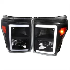 2011-2016 Ford F-250/F-350/F-450/F-550 Super Duty LED C-Bar Factory Style Headlights (Matte Black Housing/Clear Lens)