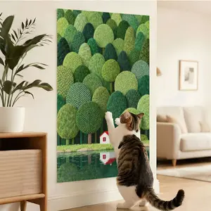 Indoor Cat Scratch Pad with Adhesive Backing, Cat Scratching Mat for Wall Corner Sofa Furniture Protection, Durable Claw Grinding Board, Interactive Cat Climbing Mat and Modern Cat Play Area Decor