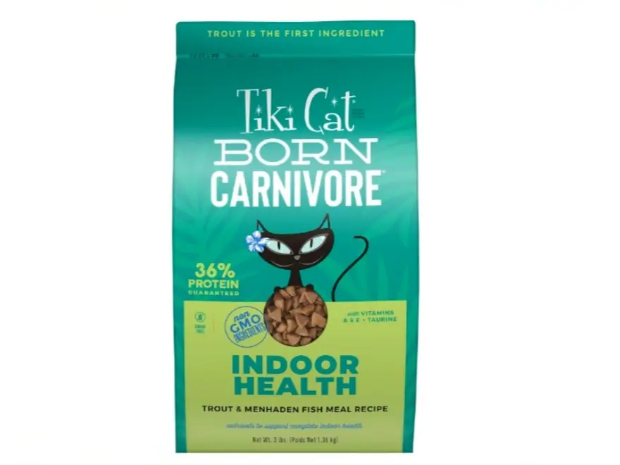 Tiki Cat Born Carnivore Indoor Health Non-GMO, Trout and Menhaden Fish Meal Recipe 3 lbs.