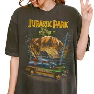 Vintage Jurassic Park T-Rex Breakout Shirt, Classic Dinosaur Graphic Tee for Men Women, Jurassic World Theme Park Outfit, Family Trip Matching Shirt