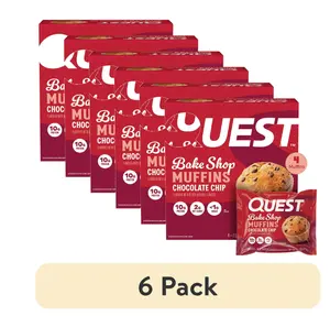 Quest Bake Shop Chocolate Chip Protein Muffins (6 Pack) - 10g Protein, 2g Net Carbs, 4 Count, Soft Treat with Rich Chocolatey Flavor - Snack