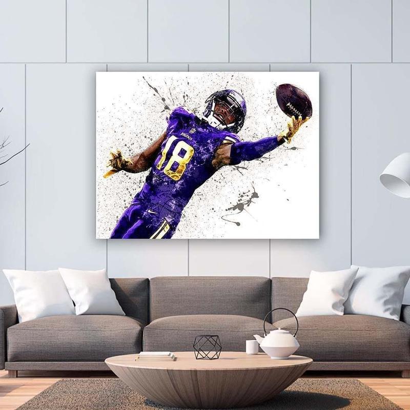 [UNFRAMED] Justin Jefferson The Catch Poster Capturing a Signature Moment, Minnesota Football Wall Art for Fans Home Decor