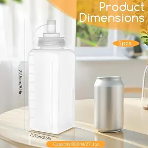 27oz/34oz Sauce Dispenser Bottle, Wide Mouth Plastic Squeeze Bottle with Lid, Leak-Proof Oil Control, Universal Condiment Container