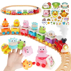 YULONG Electric Farm Animal Train Set with Train Tracks, Music Sounds, Lights, Steam, Numbered Cars - Montessori Counting, Matching & Sorting Toys for 1+ Year Olds, Birthday Gifts for Toddlers (Includes Animal Figures)
