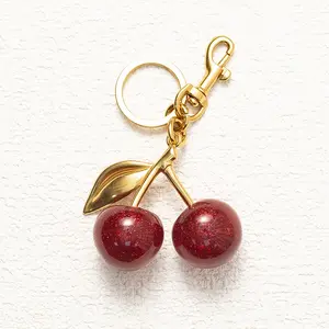 Keychain Cherry Bag Charms Purse，Key Chains Women Cute - Car key Accents for leather handbags，Adorable