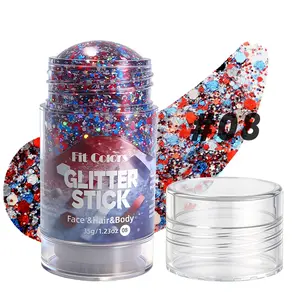 glitter stick for face 4th of July Glitter Highlighter Stick, Red-White-Blue Sparkle Makeup for Holiday Party Events