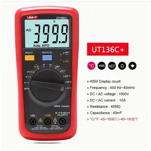 Uni-T Ut136b+/ut136c+ Digital Multimeter Tester, Ac Dc Voltmeter Ammeter, Ohm Capacitance Hfe Diode Transistor Tester