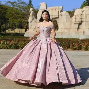 (LIVE 10) Quinceanera Ball Gown Dress D.ROSE Color Mexican Sweet 15 Formal Party Dress for Special Occasions