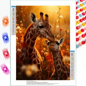 Giraffe Diamond Painting Cross Stitch Kits Full Round 5D Diy Diamond Mosaic Animals Embroidery Room Decoration Gifts Four Model New Arrivals Frameless