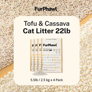 FurPhawl – Cassava & Tofu Cat Litter, Non-stick, Quick Clumping, Tapioca cat litter, 100% Natural, Low Dust, Low Tracking, Safe for Self Cleaning Cat Litter Box, Odor Control