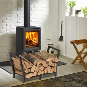 34 Inch Firewood Rack Outdoor Indoor, 2.7ft Wood Storage Rack Stand, Heavy Duty Fire Wood Holder for Fireplace Wood Storage