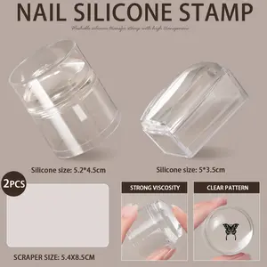 New High Transparency Silicone Nail Stamp, Single Head Alcohol Wipeable, Ultra Sticky Clear Print Plate, Multi-Functional Printing Template, Nail Art Tools