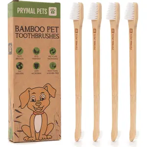 Dog Toothbrush 4-Pack Two Sided Bamboo Toothbrush for Small and Large Dogs & Cats Soft Bristles Gentle for Easy Dog Teeth Brushing & Dental Care