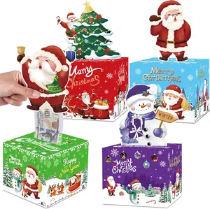 4 Pack Christmas Money Boxes for Cash Gift Pull Surprise Money Holder DIY Fun Cash Box for Kids Adults Women Men Girls Boys Mom Dad Friends 200 Transparent Bags Included