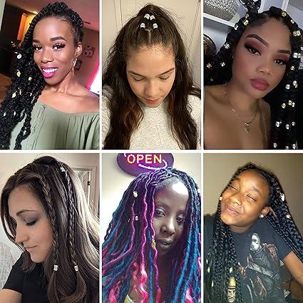 80 Pieces Hair Jewelry Rings Aluminum Hair Accessories Dreadlocks Metal Hair Cuffs Decorations Pendants for Passion Twist Crochet Braiding Hair