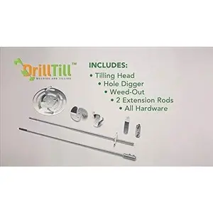 Till, 3 in 1, Smartest for, Tilling and Bulb Planting| Includes Hole Digger for Plants, Tool, 2 Rods & Tiller for| Use with/Screwdriver