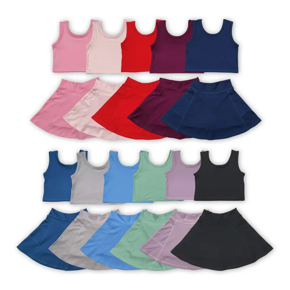 Girls' 2-Piece Athletic Clothing Set - Sleeveless Jersey Crop Top, Elastic Dress, Kids Clothing Girls, Playtime Outfit, Black