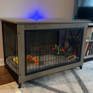 Walsunny Wooden Dog Crate Cat Crate Furniture, Visible Double Doors Cage, Pet Bed for Dog and Cat Use, High-Density Fiberboard with Prevention