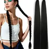 2-Piece Long Straight Ponytail Hair Extensions, Black & Brown, Elastic Band Synthetic Hairpieces, 26-Inch DIY Braid Ponytail, Natural Color for Women, Daily & Festive Use, Synthetic Ponytails