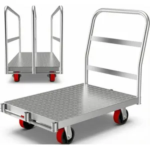 Garvee 2 in 1 Steel Panel Cart, Heavy Duty Lumber Drywall Dolly with 2500 lbs Capacity and 4 Swivel Casters, 36in x 24in Panel Truck Cart with 3 Side Handrails