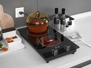 WBVV Portable Electric stove with Knob andSensor Touch Control 9 level high power childsafety lock Portable Double Electric Burner..Kitchen Appliances. Induction Stovetop