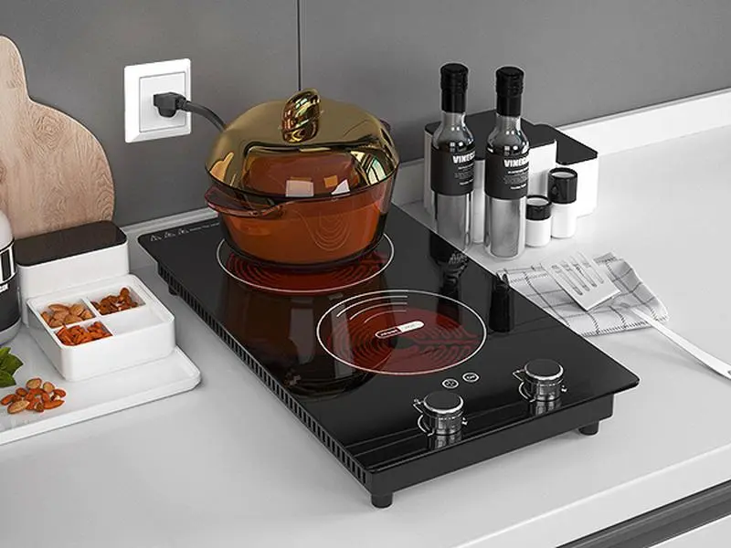WBVV Portable Electric stove with Knob andSensor Touch Control 9 level high power childsafety lock Portable Double Electric Burner..Kitchen Appliances. Induction Stovetop