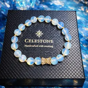 Celestone White Opal Bracelet with Gold Accents Handcrafted with Meaning Elegant Jewelry for Women