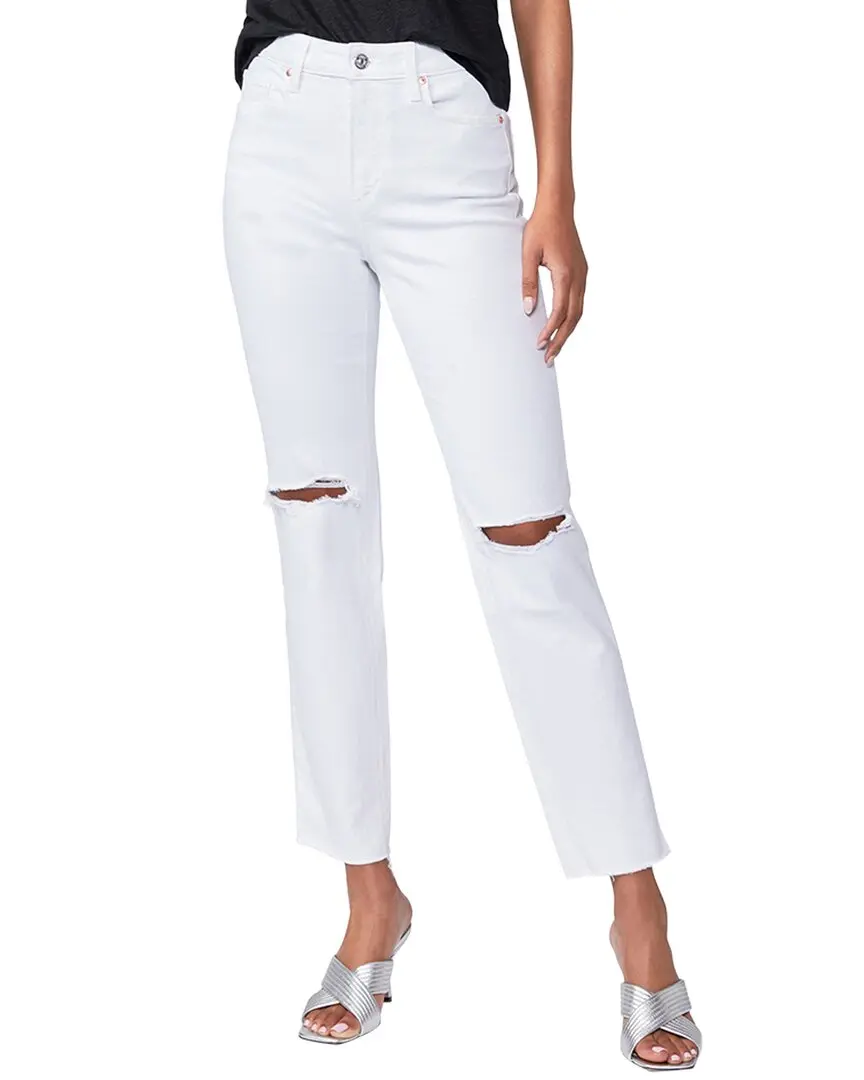 PAIGE Noella Soft Ecru Destructed High-Rise Relaxed Straight Leg Jean
