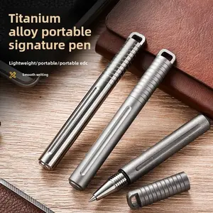 Titanium Alloy Edc Pocket Pen, Short Waist Hanging Signature Pen, Titanium Metal Neutral Pen, Portable Lightweight Writing Tool
