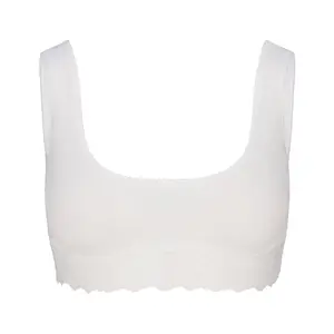 LIGHTWEIGHT COTTON LACE SCOOP BRALETTE | SNOW