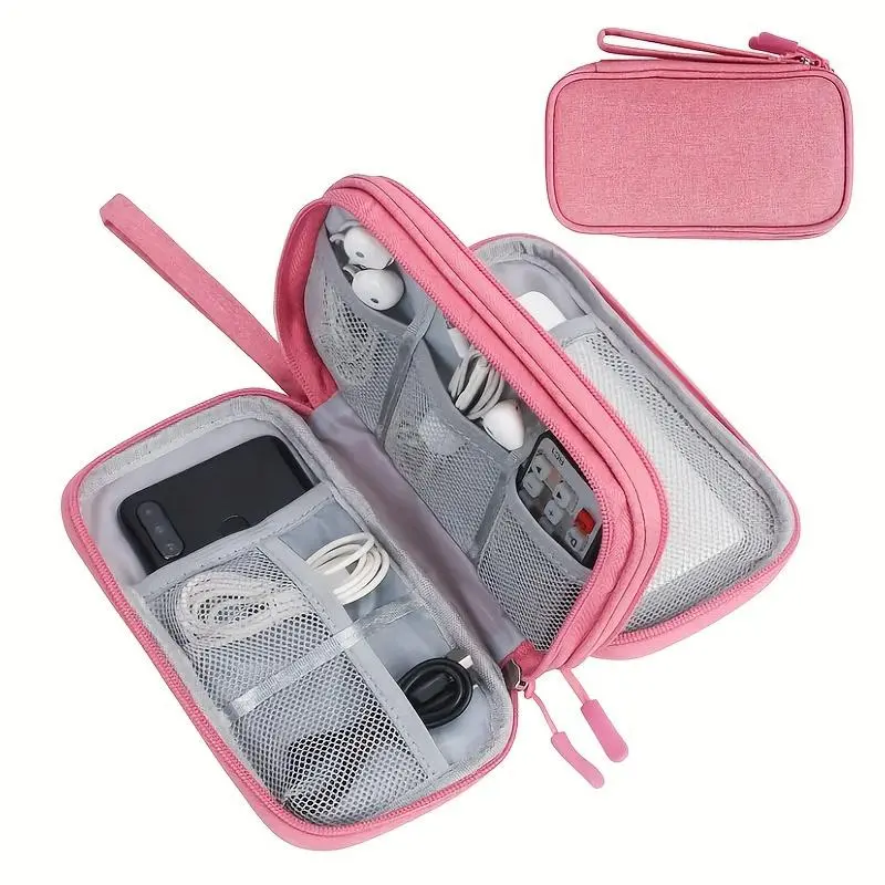Portable Data Cable Travel Storage Bag, 1 Count Compact Waterproof Electronic Accessories Storage Bag, Travel Essentials Carryall, Travel Organization Pouch, Digital Mobile Power Usb Charger Organizer Pouch, Compact Travel Essentials, Durable Pouch