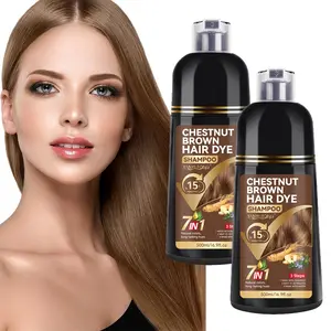 500ml chestnut brown hair dye shampoo, 7-in-1 plant-based herbal shampoo, 15 minute hair dye shampoo, enhances color brightness, moisturizes scalp care, plant-based hair dye shampoo, convenient to use, suitable for both men and women