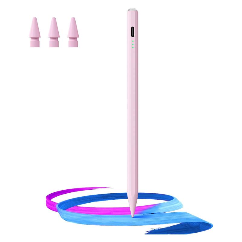 ZtotopCases Wireless Charging Stylus Pen With Four Pen Tips for iPad, Smart iPad Pencil 2nd Generation with Palm Rejection Tilt Function, Pink