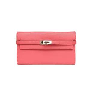 Pre-owned HERMÈS HERMES Kelly Long Wallet Rose Rouge