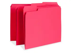 Business Source File Folder 1-Ply 1/3 Cut Assorted Tabs Letter 100/BX RD 65776