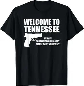 Welcome To Tennessee Pro Gun T-Shirt Pure Cotton Graphic Tees Menswear Top: Gifts for Men & Women