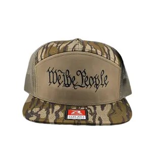 We The People Embroidered Richardson 168p Snapback Trucker Hat with Camo Design and Flat Bill