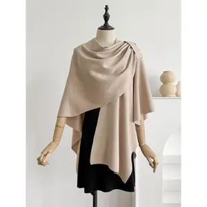 Women's Solid Color Cape Shawl, Casual Versatile Scarf for All Seasons, Fashion Accessories for Women & Girls, Tignon Scarf
