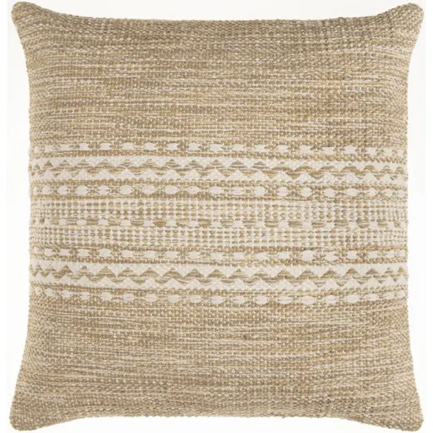 Livabliss EHN002-1818P 18x18 in. Ethan Hand-Woven Cotton Pillow Kit - Khaki, Wheat, Cream, Durable, Natural, Rustic-Inspired Charm, for Cozy Bed Setup