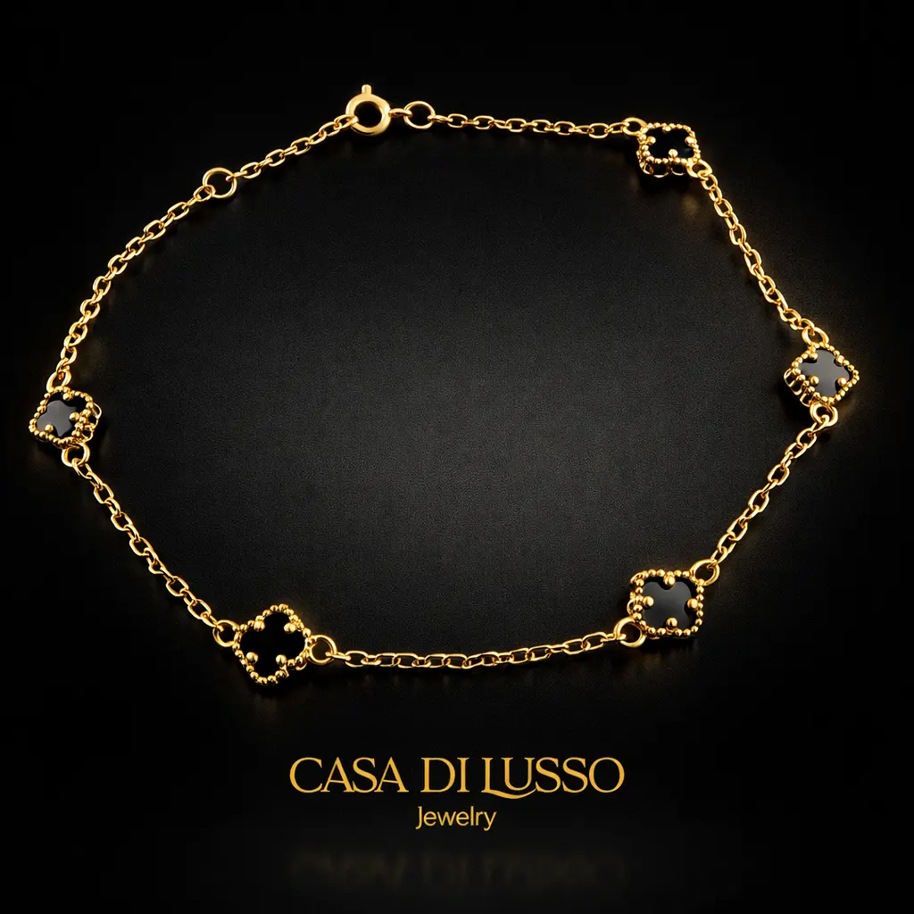 Black Clover Signature Bracelet – 18K Italian Gold- 8"