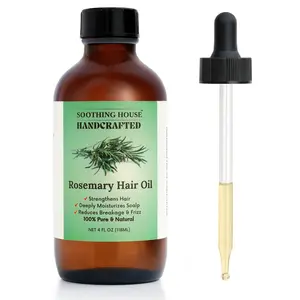 Handcrafted Rosemary Hair Oil For Scalp, Growth, Strengthens Hair, Nourishes & Moisturizes Hair– Reduces Hair Breakage & Hair Frizz – Handcrafted with Castor, Jojoba & Vitamin E – All  Types (4oz) Lightweight Haircare Blend