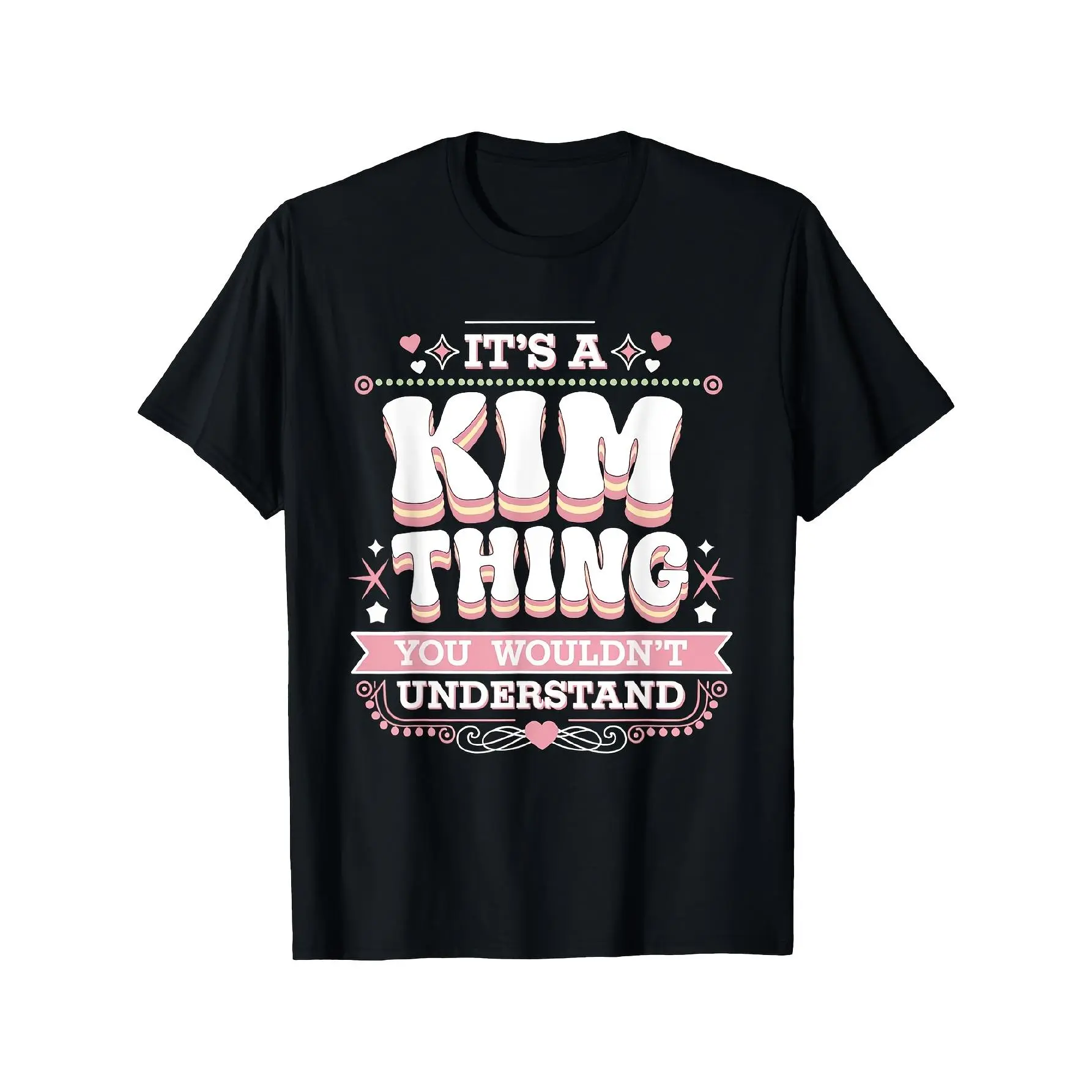 Men's Oversized Comfy Short-Sleeve Basic Cotton Fabric T-Shirt - Round Neck, Casual Streetwear, Machine-Washable, Unisex 2025 Summer Medium Length Foldable Tee with "It's a Kim Thing You Wouldn't Understand" Graphic Design