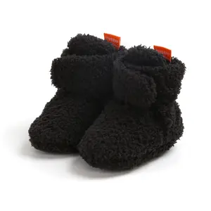Baby Boys Girls Winter Booties Solid Color Non-Slip Cozy Fleece Lining Comfortable First Walkers for Infants 0-18 Months
