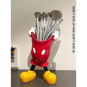 Cute Cartoon Makeup Brush Holder with Non-Slip Base, Multi-Functional Desk Organizer for Vanity and Toothbrushes, Stylish and Practical Beauty Tool Storage, Makeup Organizer Box