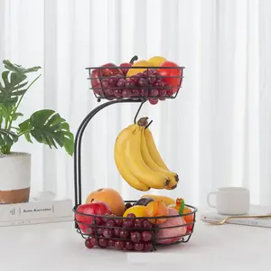Creative Double Layered Fruit Basket Household Banana Hook Kitchen Organiser