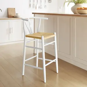 Amish Wood Bar Stool in White