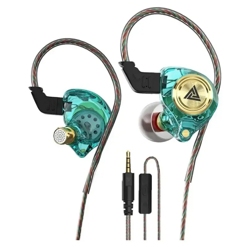 QKZ AK3 Sports-Optimized Wired In-Ear Headphones with 3.5mm Jack, Built-In Mic for Clear Calls, HiFi Heavy-Bass Stereo for Music & Gaming, Compact Lightweight Design & Braided Wire for Gym & Travel